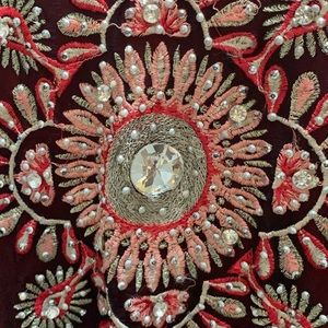 Beautiful red and black flowy anarkali